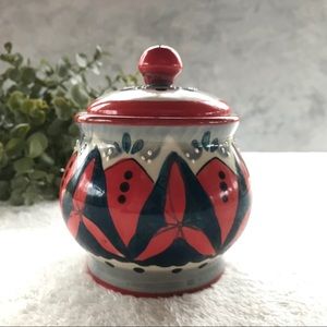 Anthro Hand Painted Ceramic Canister